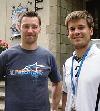 Tomasz Witaszak und Trainer Sven Strübin vom DHfK konnten sich über einen Sieg über Dessau freuen