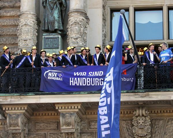 HSV Hamburg, HSV-Feier, Rathausbalkon Hamburg, CL-Sieg, Champions League