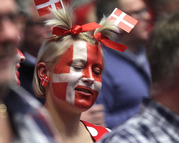 Dänsiche Fans feiern den Finaleinzug ihrer Mannschaft, EURO 2014, Halbfinale, Dänemark - Kroatien