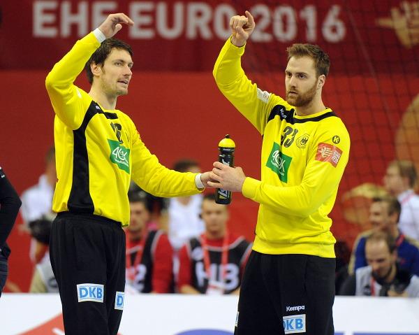 Das deutsche Torhütergespann Carsten Lichtlein und Andreas Wolff