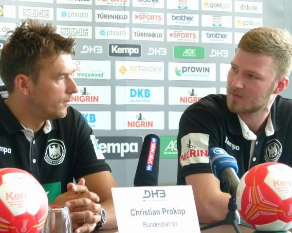 Christian Prokop und Philipp Weber bei der Pressekonferenz am Freitag.
