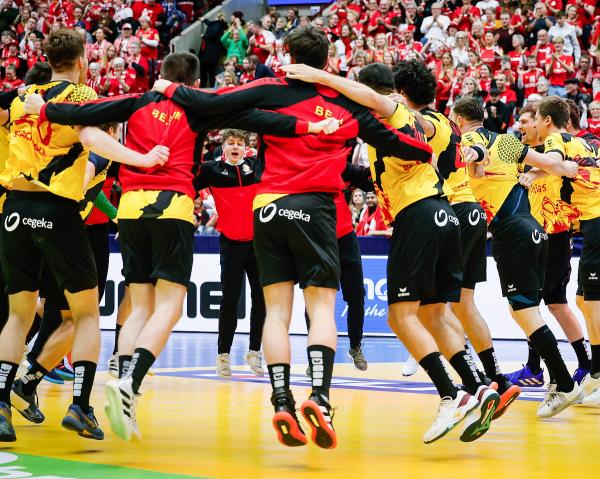 Jubel Belgien - BEL-MOR - nur bei Handball-WM 2023