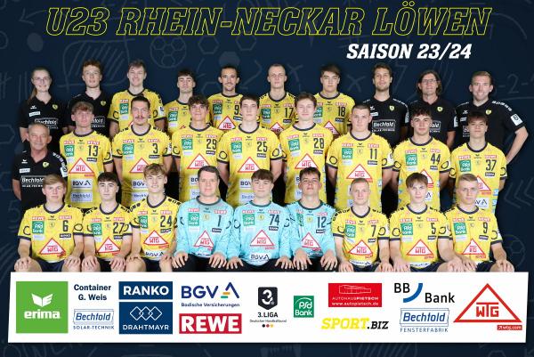 Teamfoto Rhein-Neckar Löwen II - Mannschaftsbild 3. Liga 2023/24
